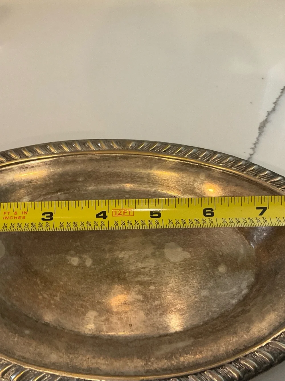 Antique-Style Oval Serving Platter in Aged Silver